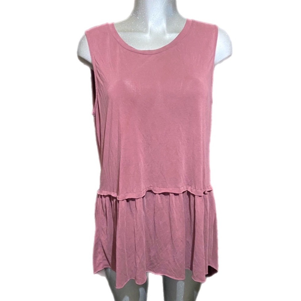 MOTE Babydoll Blouse Blush Sleeveless Tunic Shirt Size 2XL Bohemian Relaxed Fit